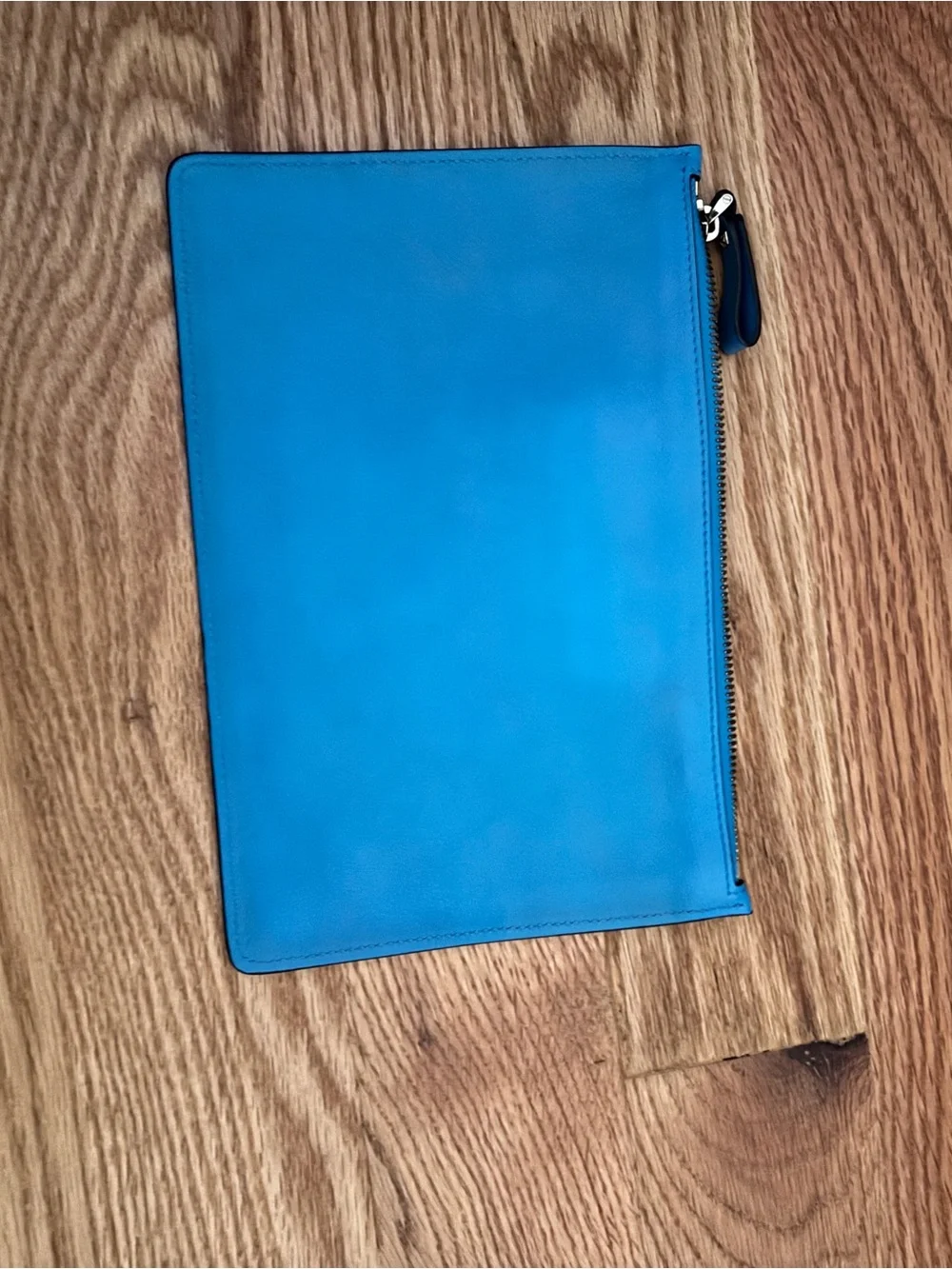 Valentino Garavani Blue Leather Zip Pouch